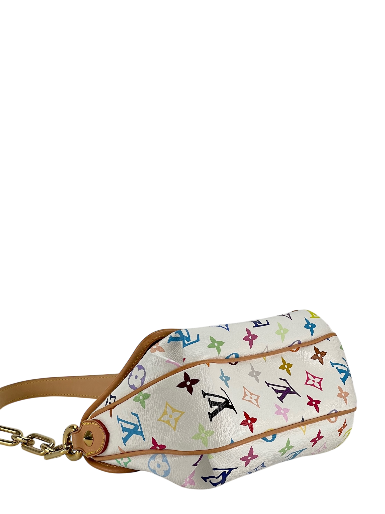 LOUIS VUITTON - White Canvas Monogram Multicolor Patti Chain Handbag
