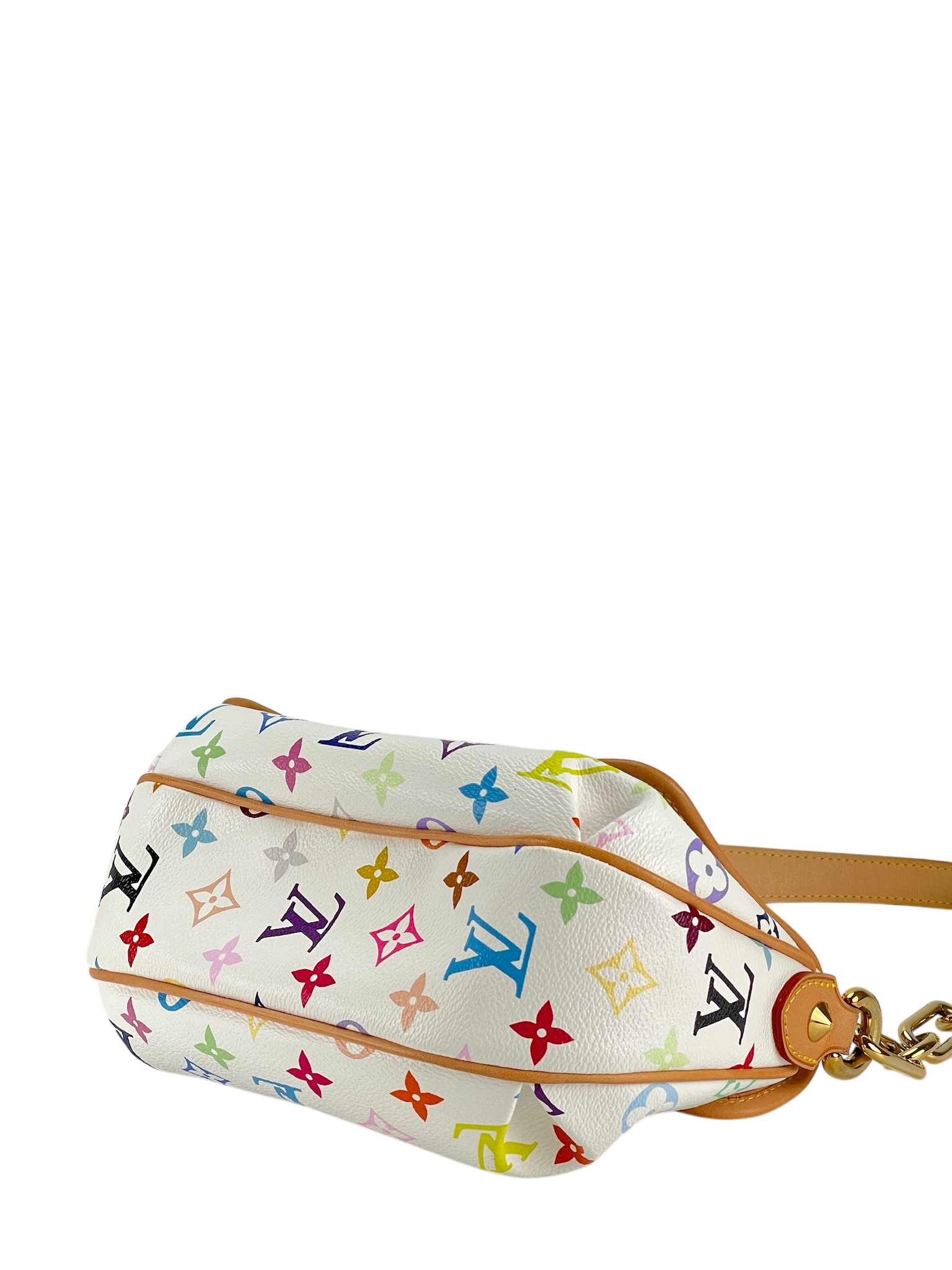 LOUIS VUITTON - White Canvas Monogram Multicolor Patti Chain Handbag