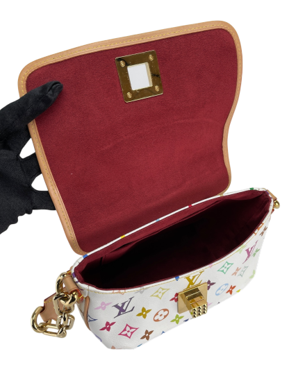 LOUIS VUITTON - White Canvas Monogram Multicolor Patti Chain Handbag