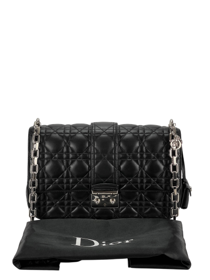 CHRISTIAN DIOR - Black Lambskin Miss Dior Leather Crossbody Bag