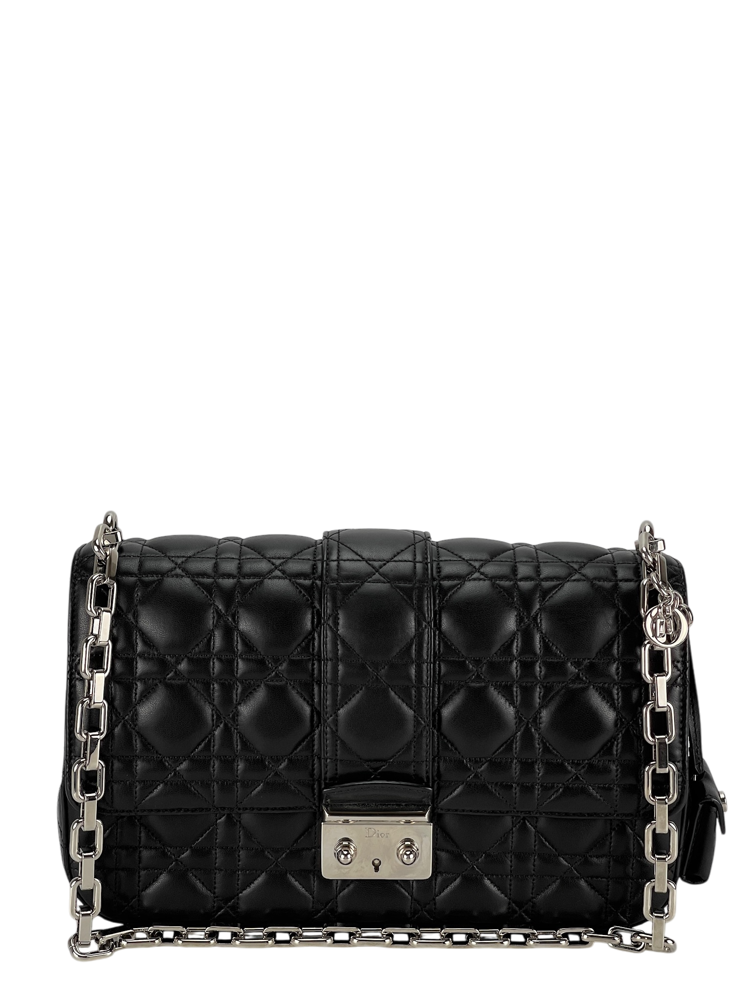 CHRISTIAN DIOR - Black Lambskin Miss Dior Leather Crossbody Bag