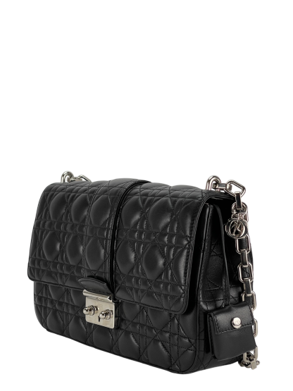 CHRISTIAN DIOR - Black Lambskin Miss Dior Leather Crossbody Bag