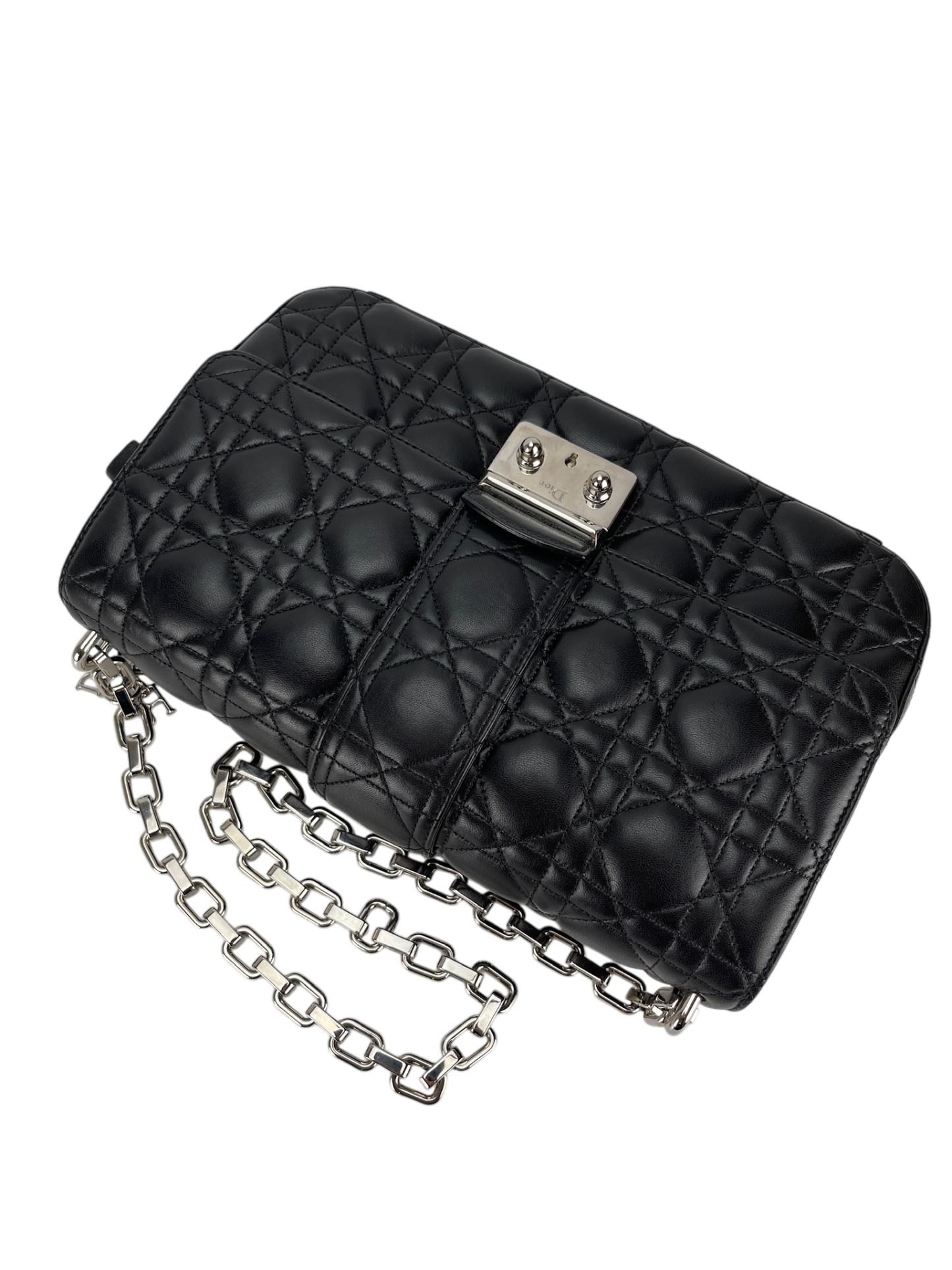 CHRISTIAN DIOR - Black Lambskin Miss Dior Leather Crossbody Bag