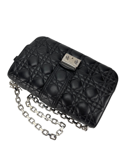 CHRISTIAN DIOR - Black Lambskin Miss Dior Leather Crossbody Bag
