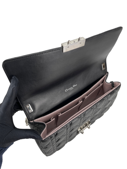CHRISTIAN DIOR - Black Lambskin Miss Dior Leather Crossbody Bag