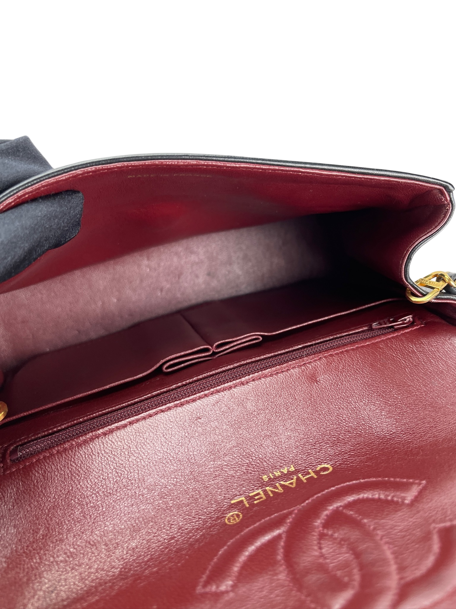 CHANEL -  Black Lambskin Single Chain Shoulder Bag in Matelasse 