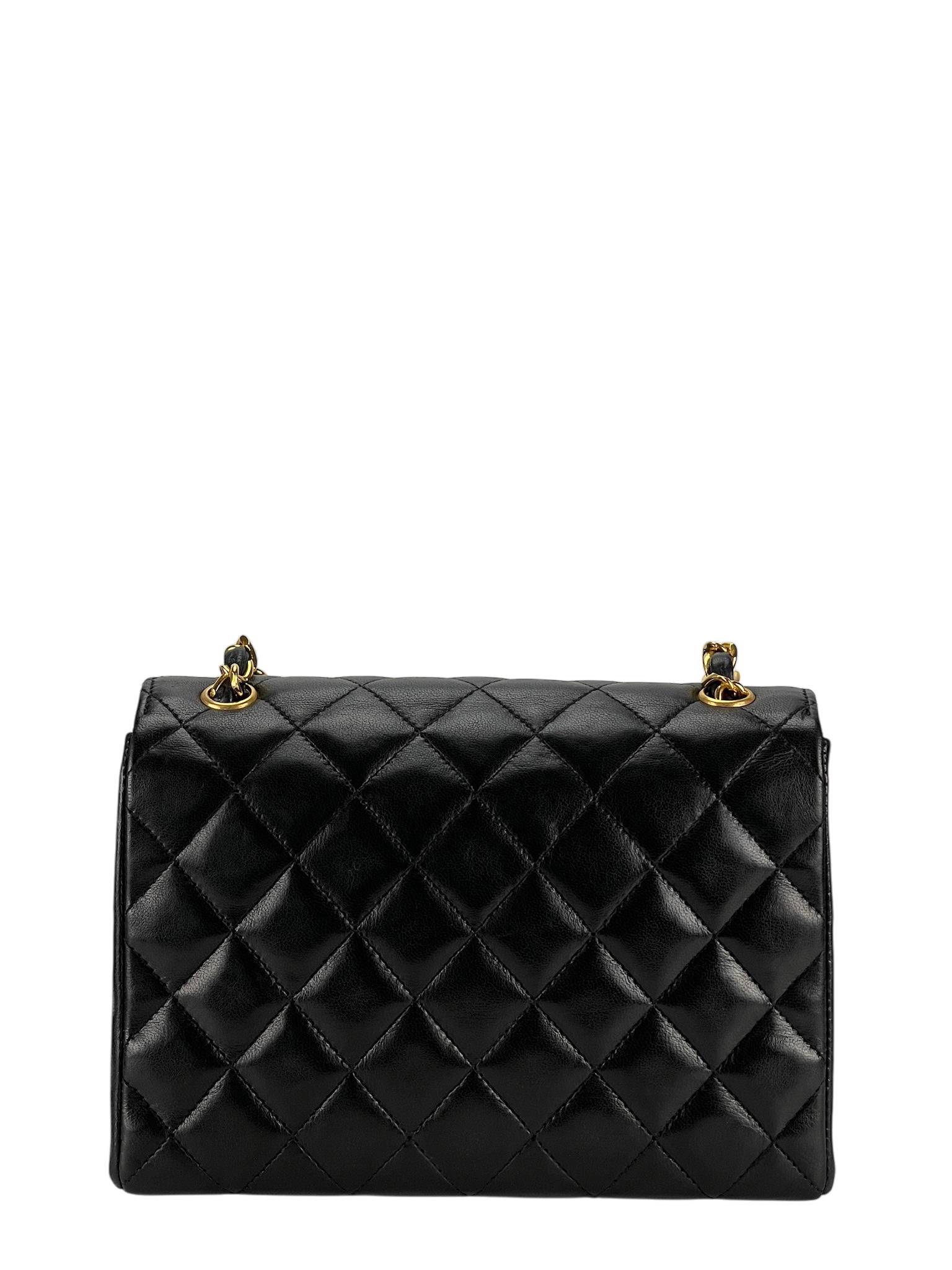 CHANEL -  Black Lambskin Flap Chain Shoulder Bag