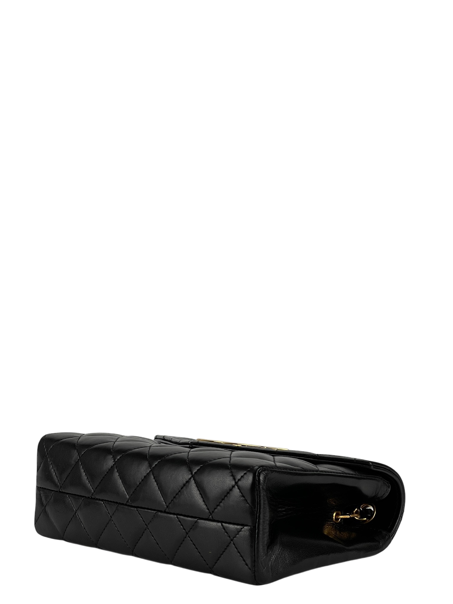 CHANEL -  Black Lambskin Flap Chain Shoulder Bag
