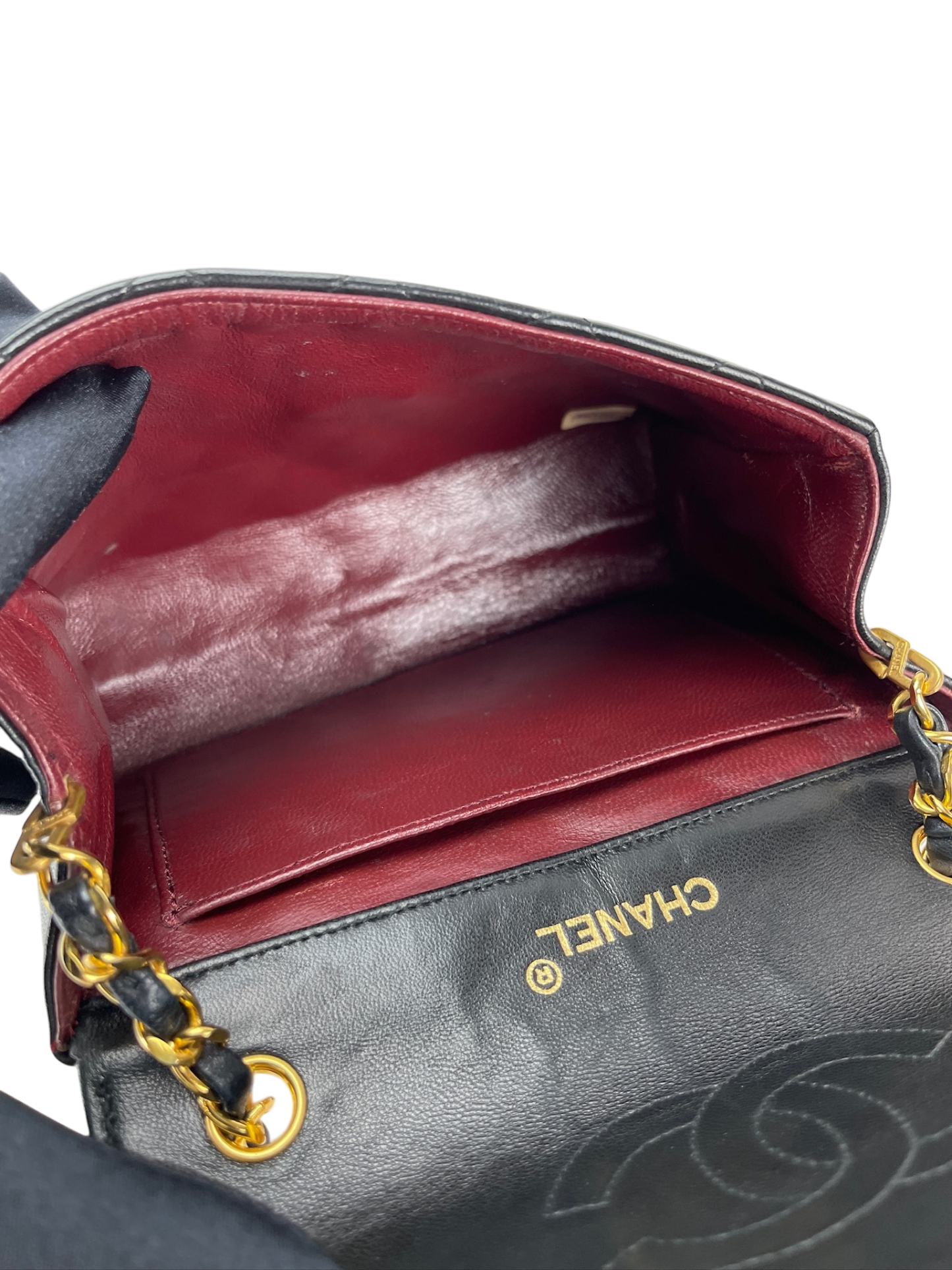 CHANEL -  Black Lambskin Flap Chain Shoulder Bag