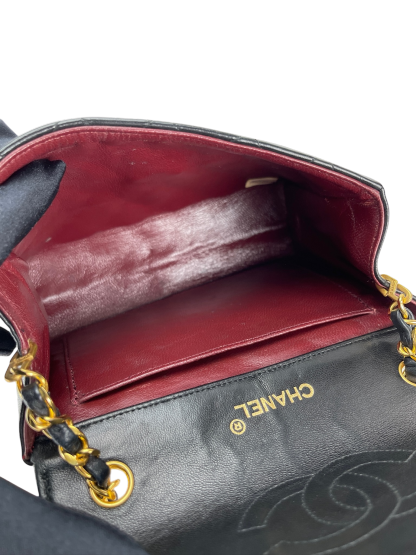 CHANEL -  Black Lambskin Flap Chain Shoulder Bag