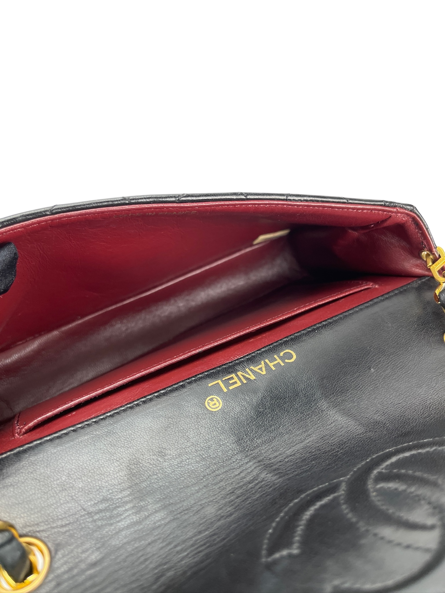 CHANEL -  Black Lambskin Quilted Lambskin Single Flap Bag