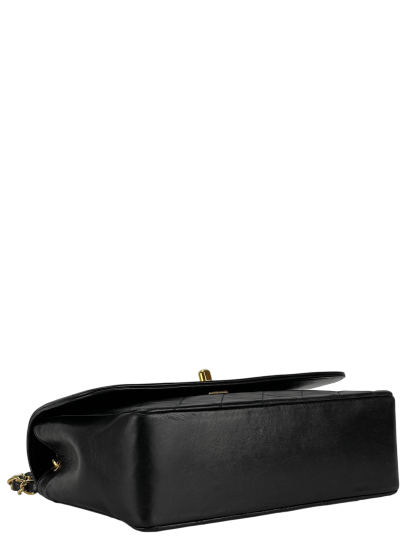 CHANEL -  Black Lambskin Quilted Lambskin Single Flap Bag