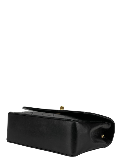 CHANEL -  Black Lambskin Quilted Lambskin Single Flap Bag