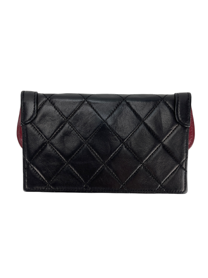 CHANEL -  Black Lambskin Quilted Lambskin Single Flap Bag