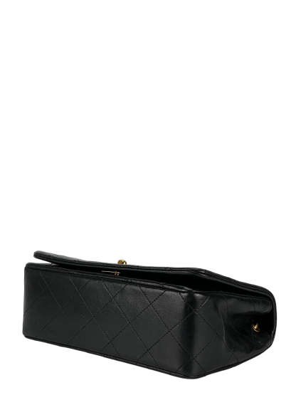 CHANEL -  Black Lambskin Pushlock Mini Full Flap Shoulder Bag