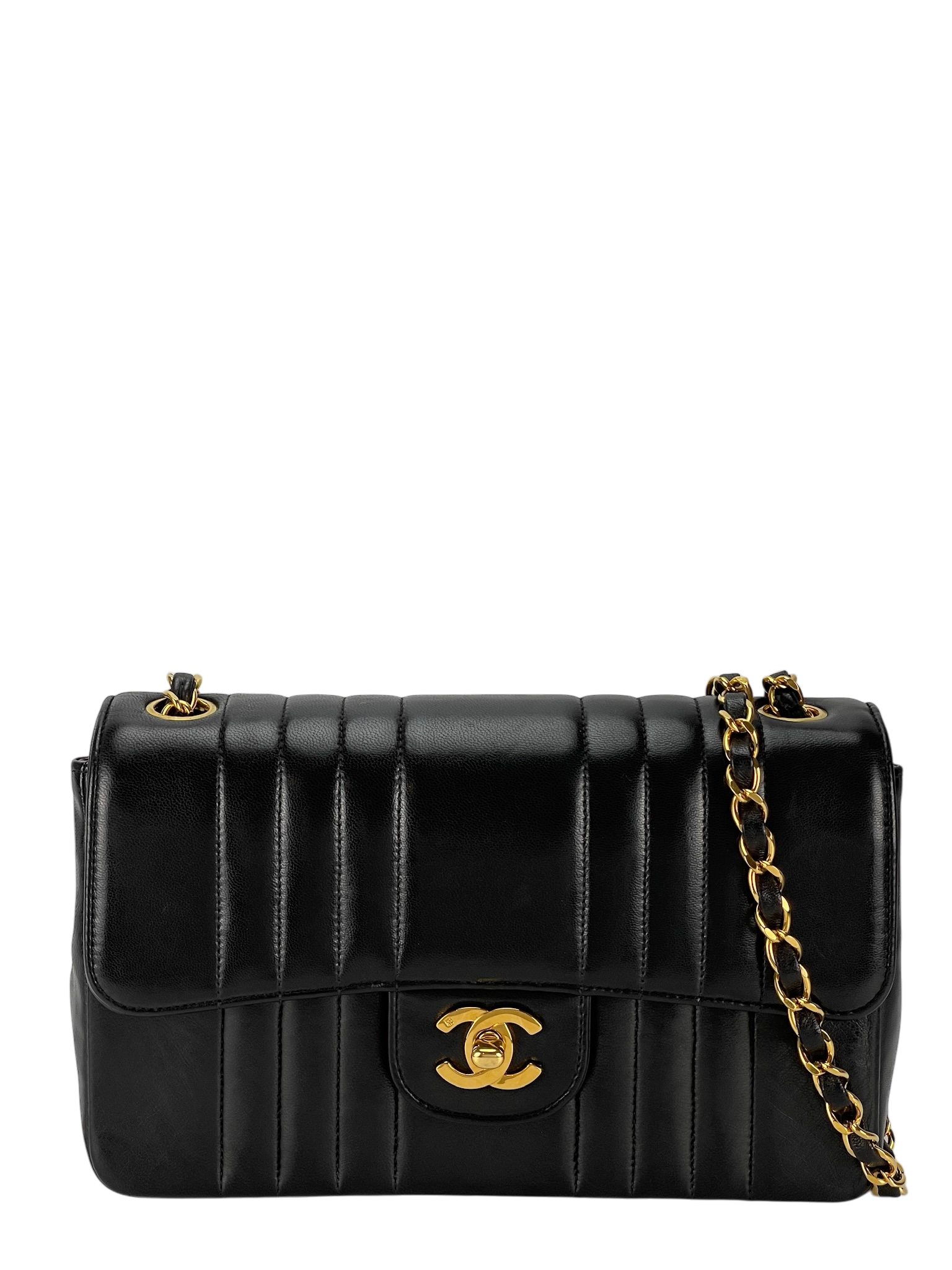 CHANEL -  Black Lambskin Mademoiselle Vertical Classic Flap Bag