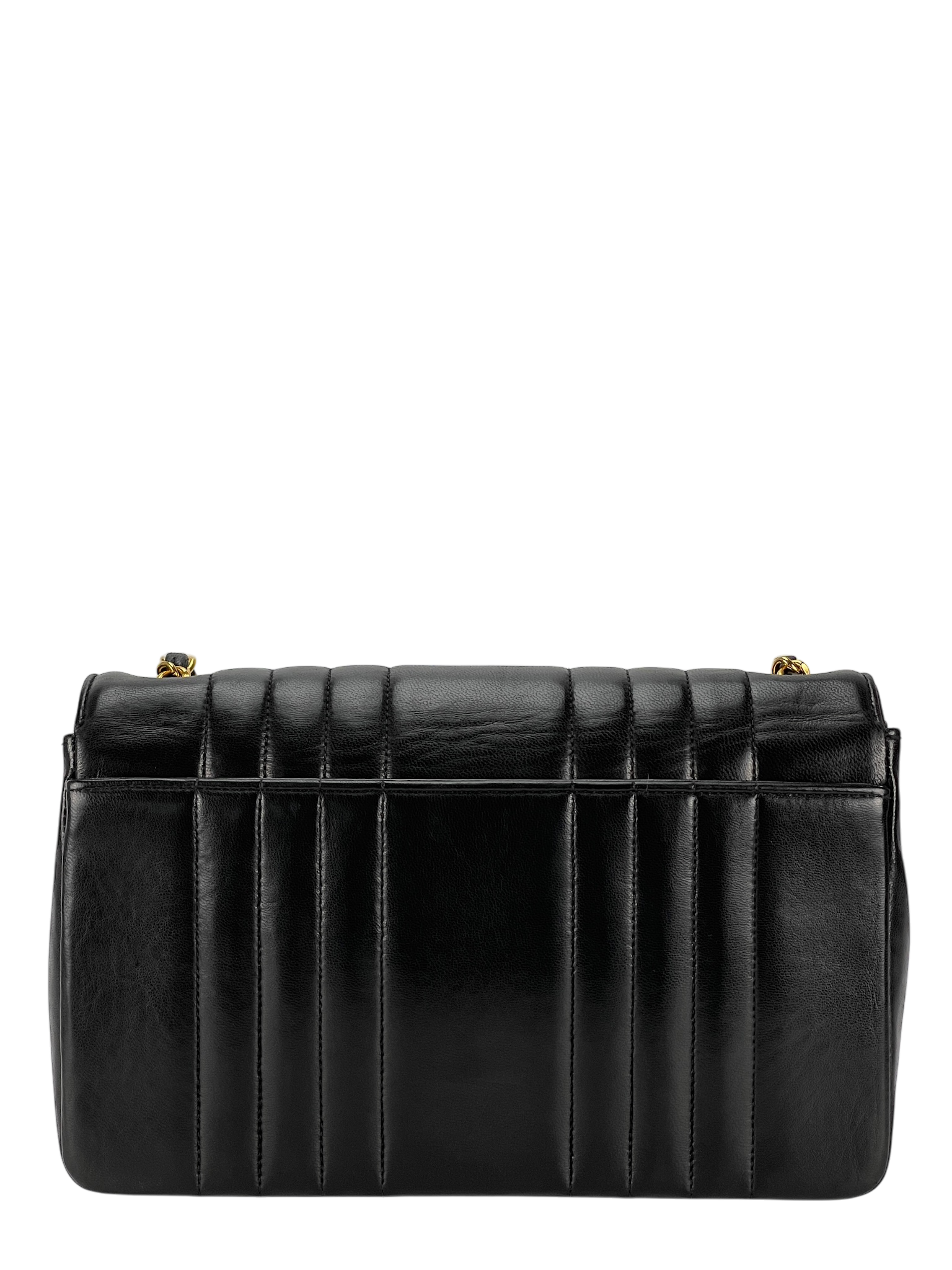 CHANEL -  Black Lambskin Mademoiselle Vertical Classic Flap Bag