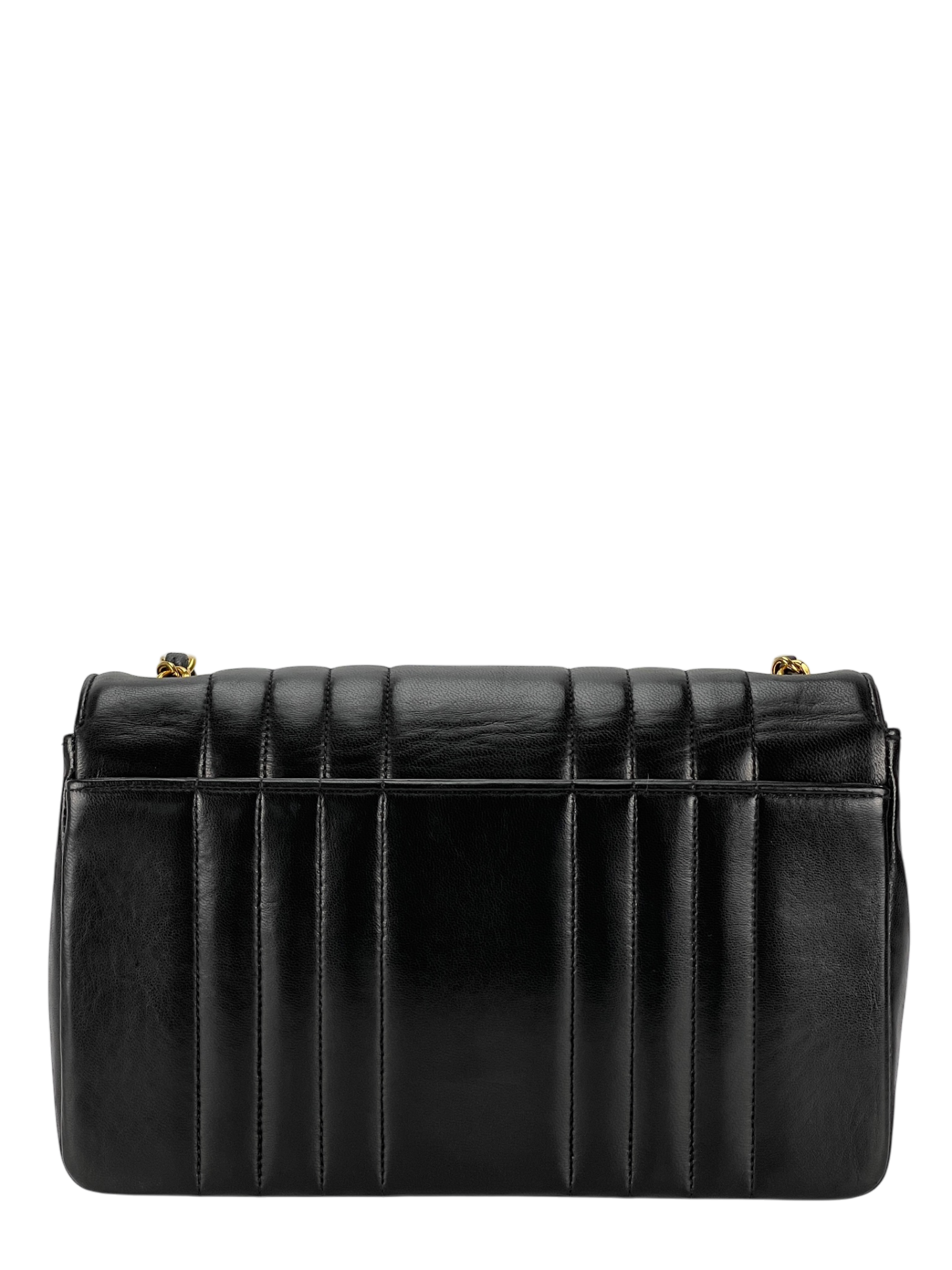 CHANEL -  Black Lambskin Mademoiselle Vertical Classic Flap Bag