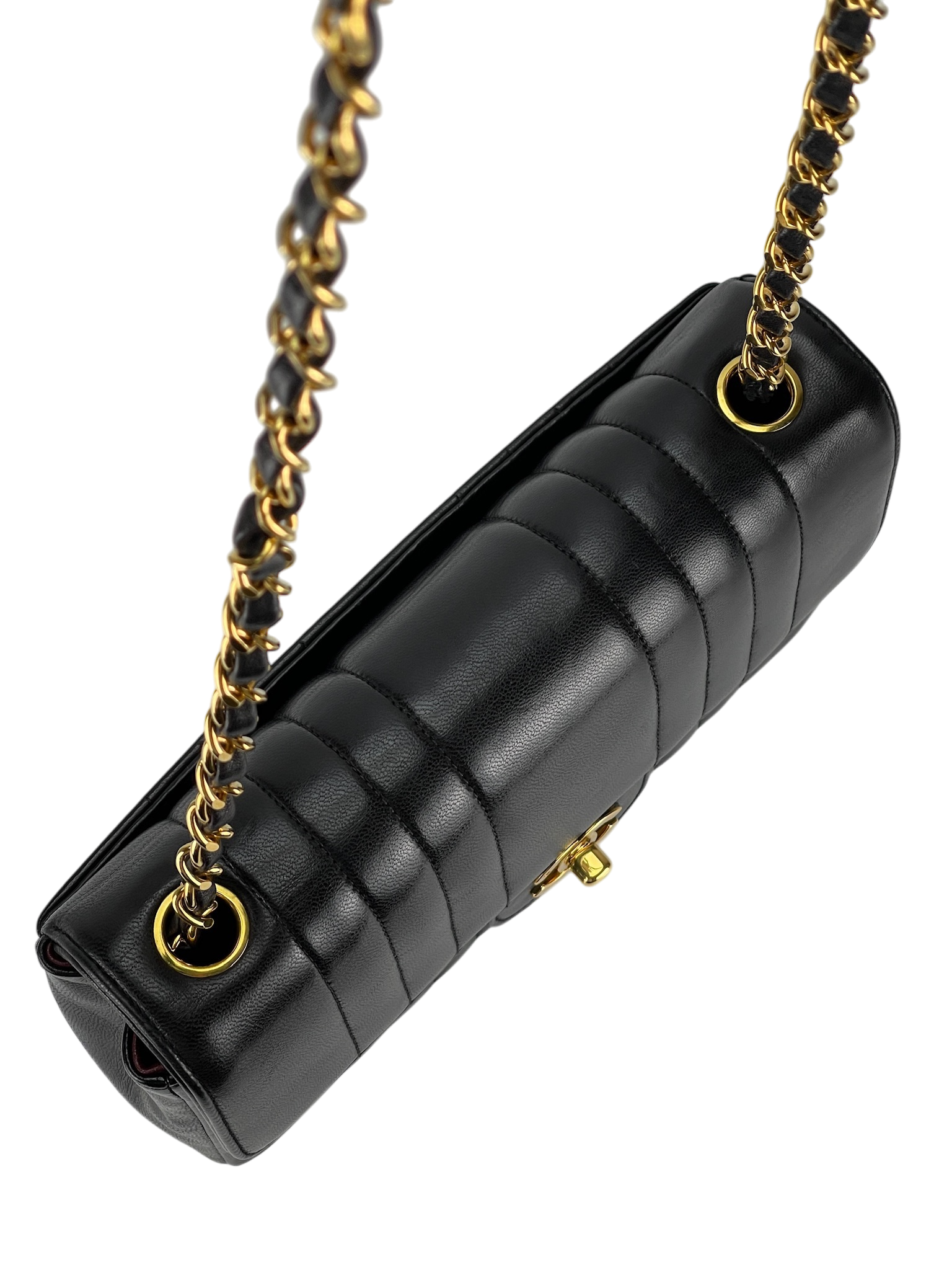 CHANEL -  Black Lambskin Mademoiselle Vertical Classic Flap Bag