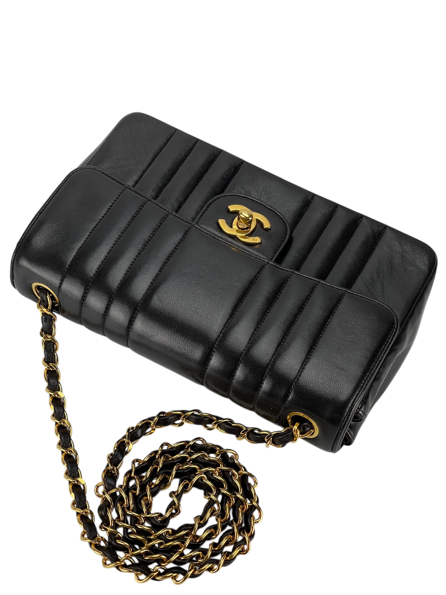 CHANEL -  Black Lambskin Mademoiselle Vertical Classic Flap Bag