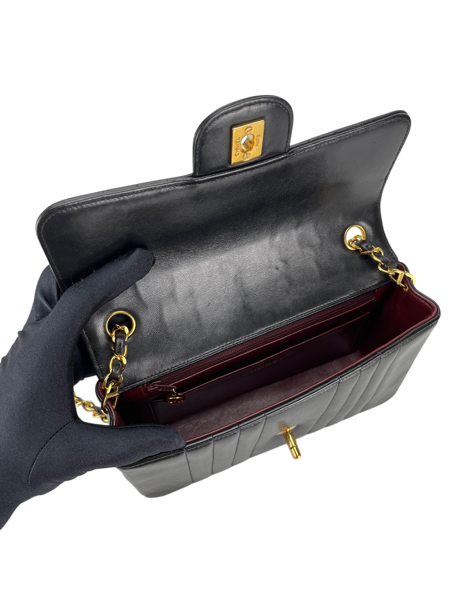 CHANEL -  Black Lambskin Mademoiselle Vertical Classic Flap Bag