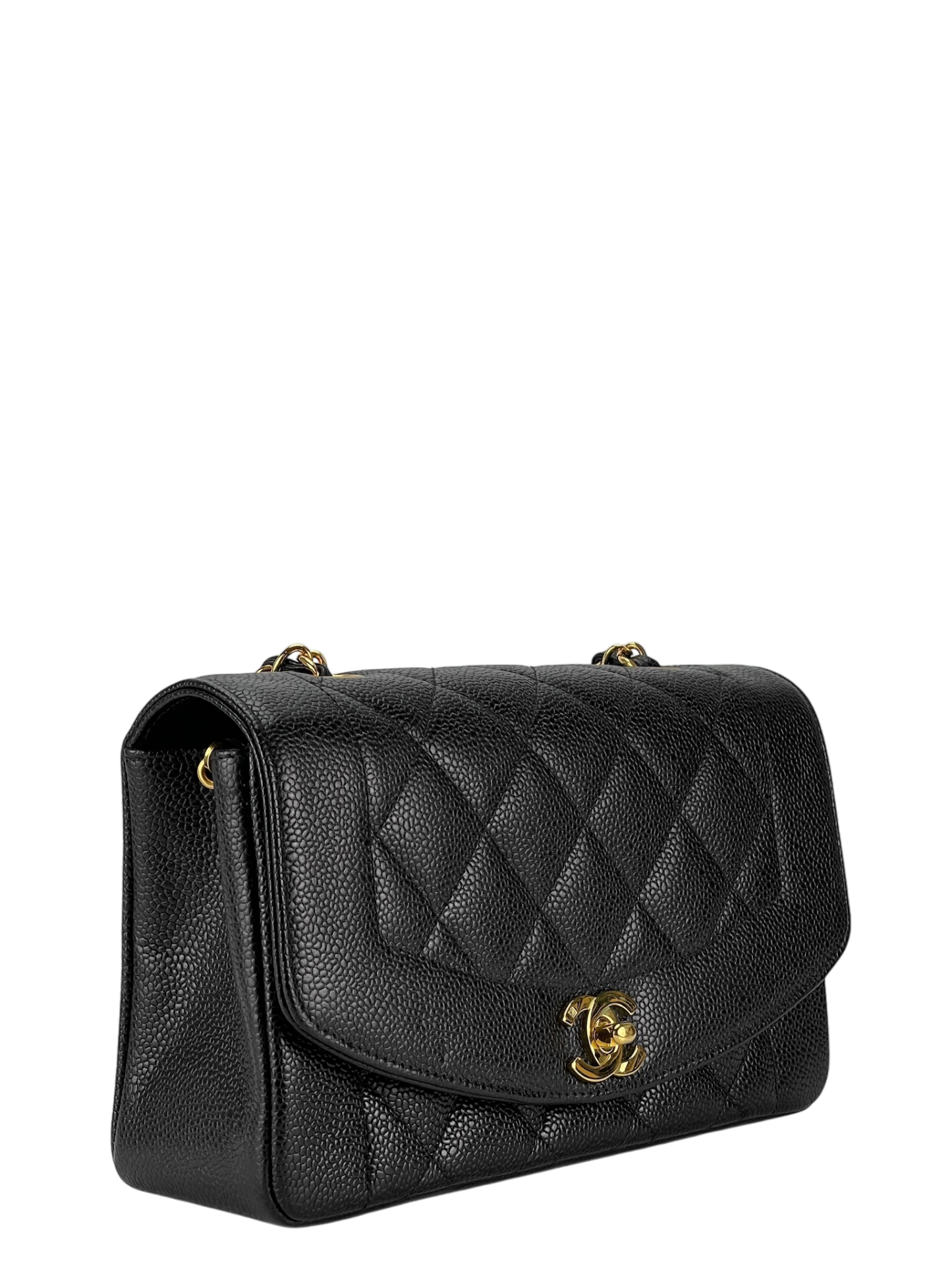 CHANEL -  Black Caviar Small Diana Chain Shoulder Bag