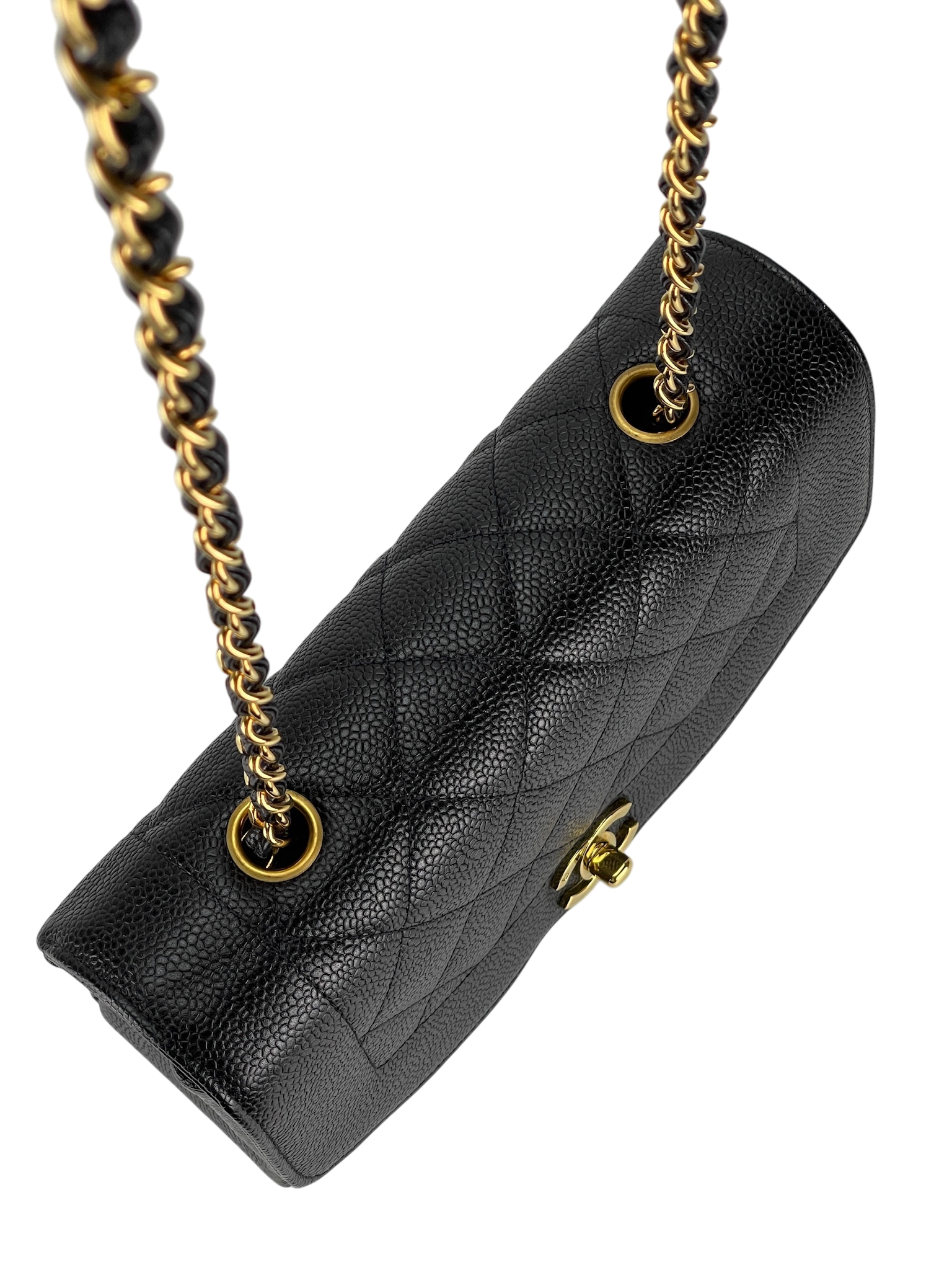 CHANEL -  Black Caviar Small Diana Chain Shoulder Bag