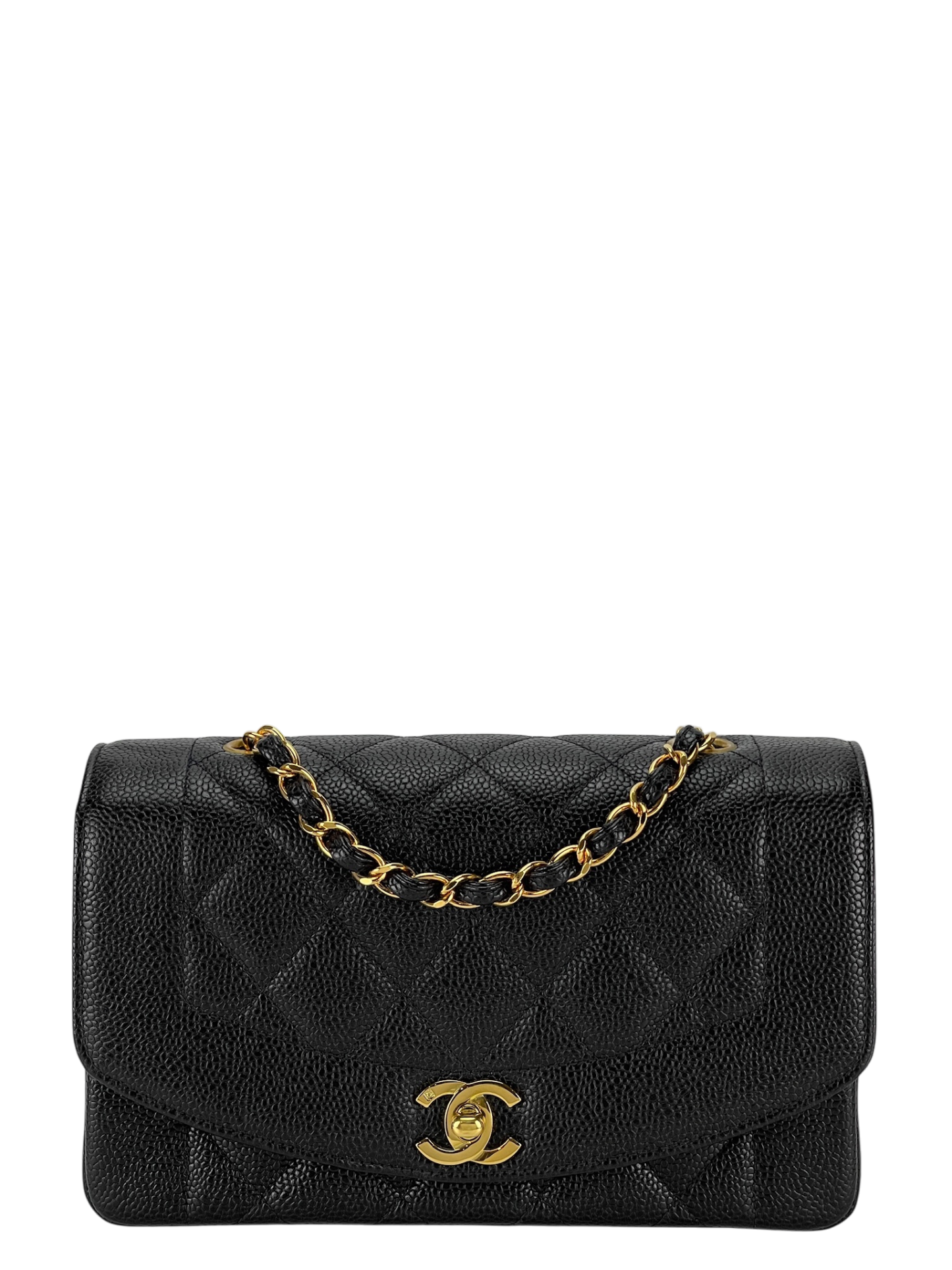 CHANEL -  Black Caviar Small Diana Chain Shoulder Bag