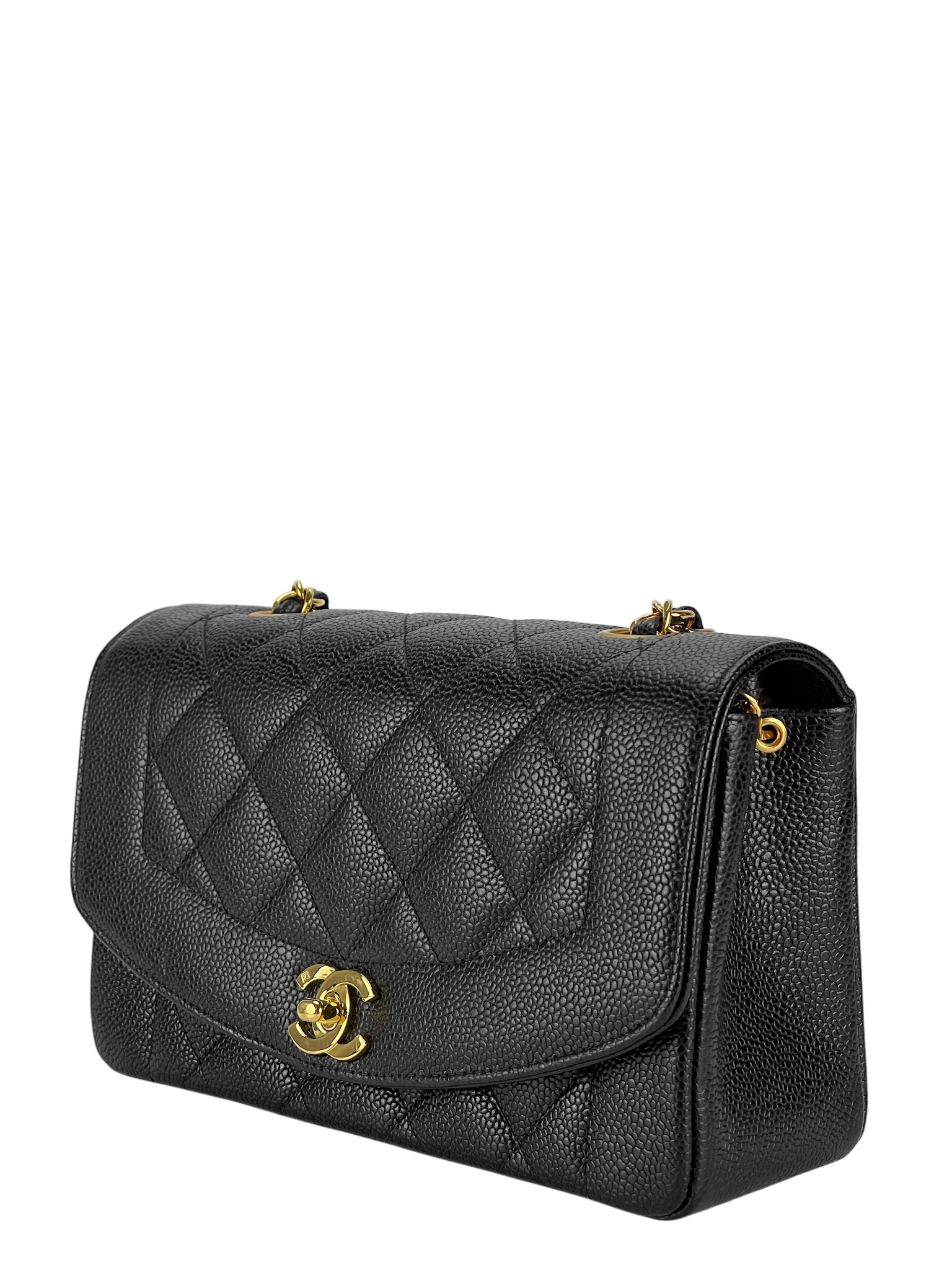 CHANEL -  Black Caviar Small Diana Chain Shoulder Bag