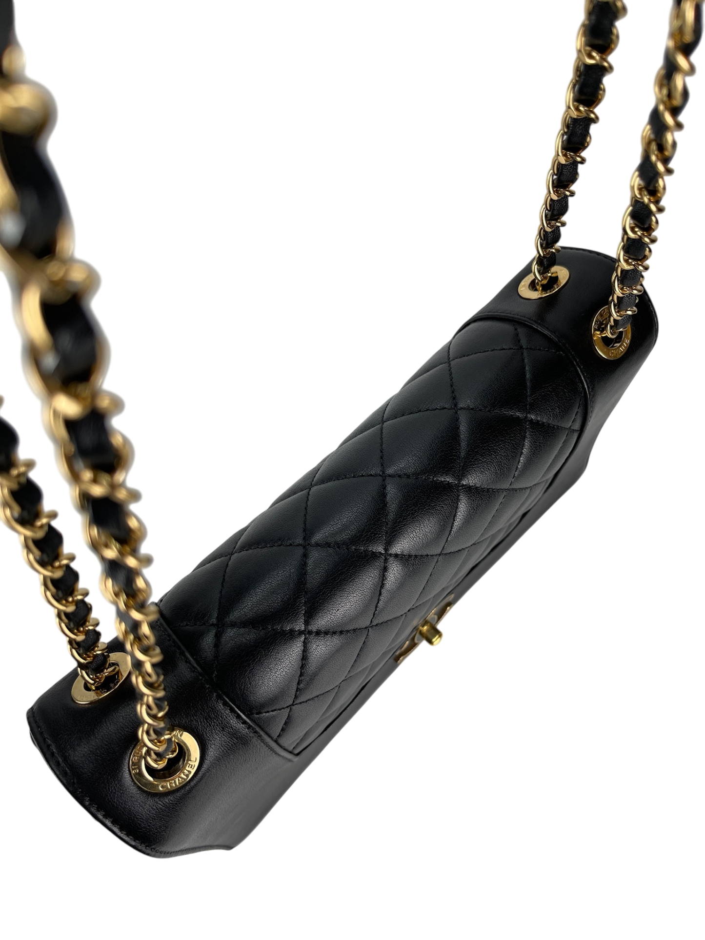 CHANEL - Black Calfskin Mademoiselle Flap Bag Calfskin Gold Hardware