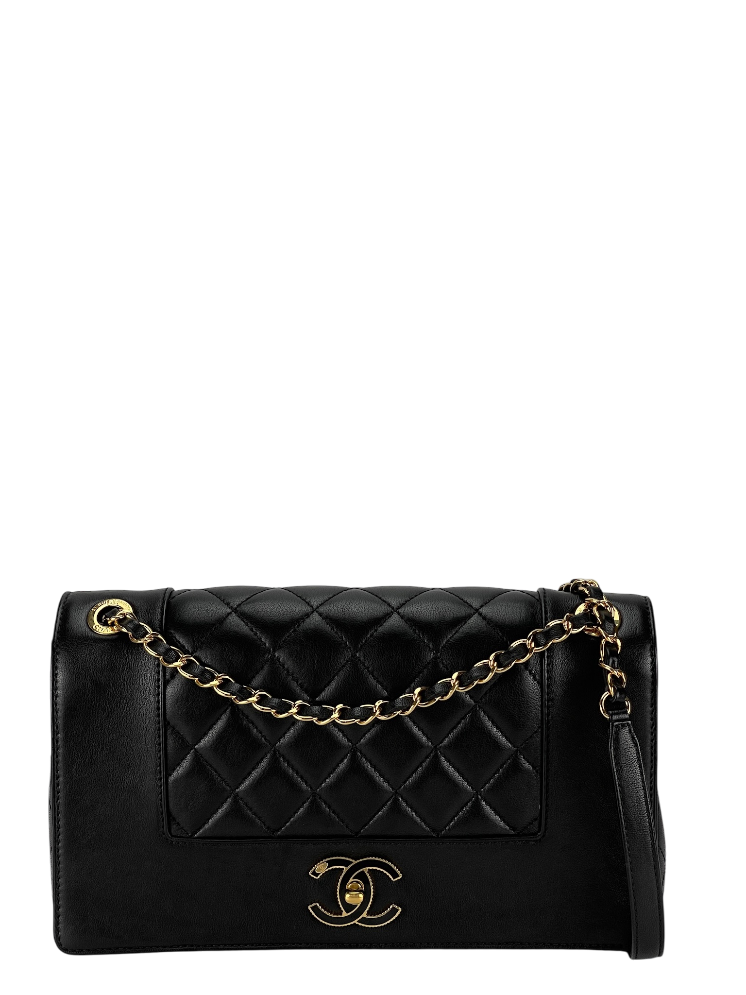 CHANEL - Black Calfskin Mademoiselle Flap Bag Calfskin Gold Hardware