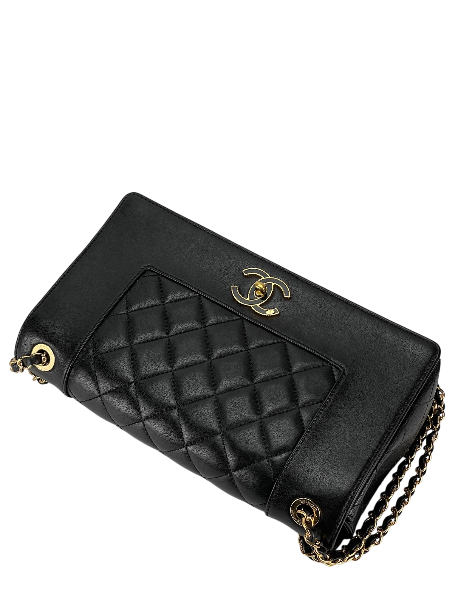 CHANEL - Black Calfskin Mademoiselle Flap Bag Calfskin Gold Hardware