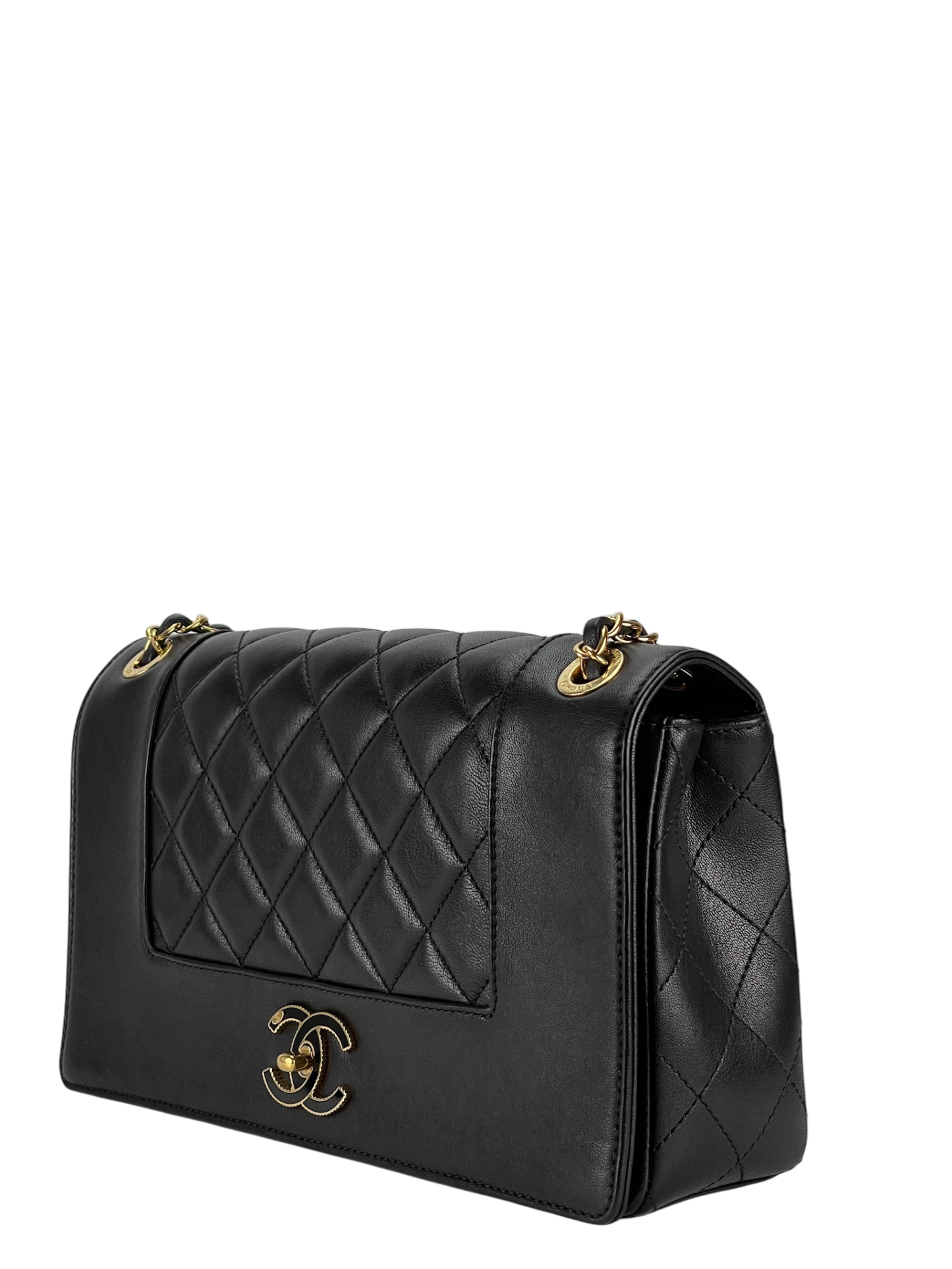CHANEL - Black Calfskin Mademoiselle Flap Bag Calfskin Gold Hardware