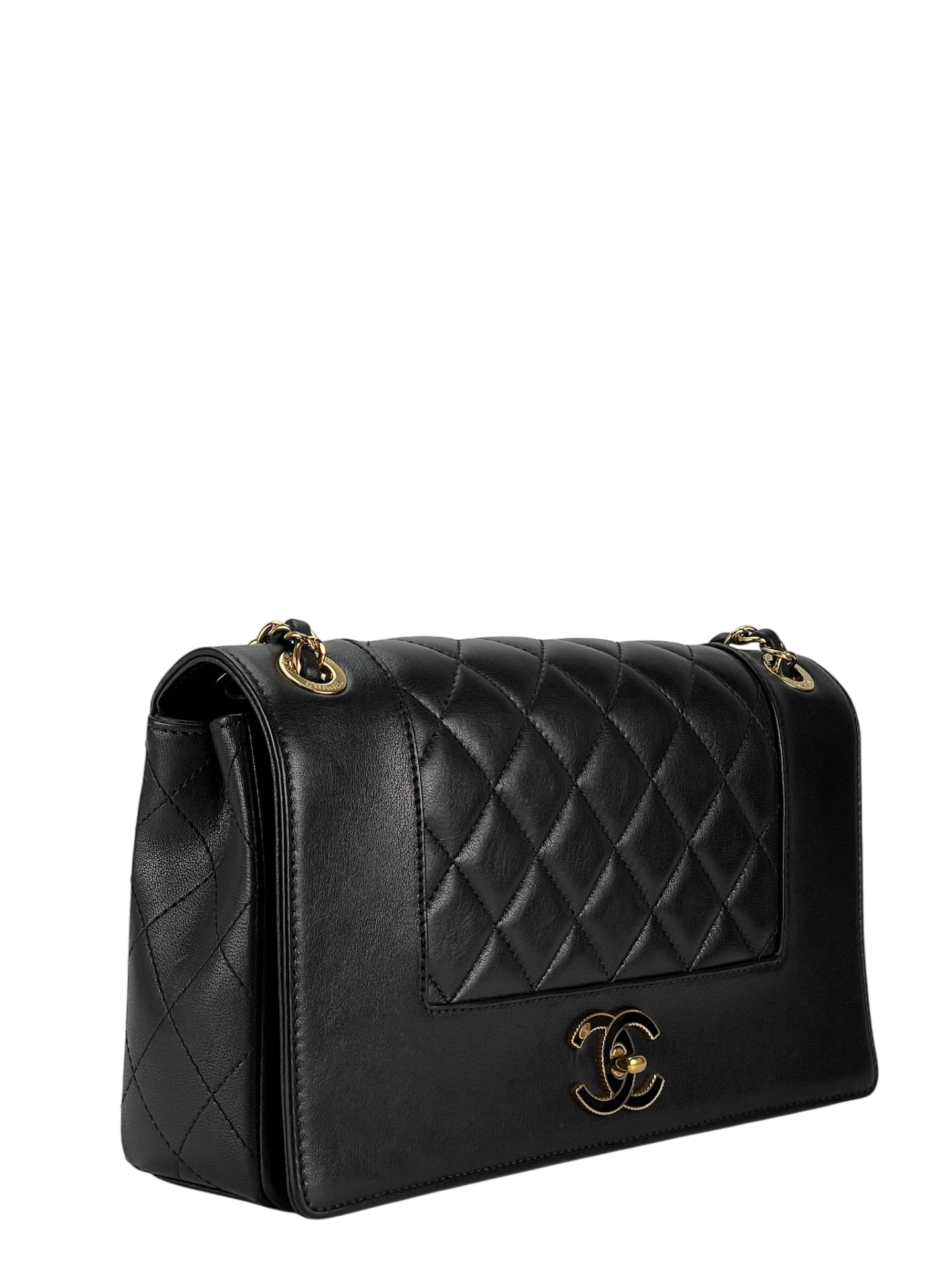 CHANEL - Black Calfskin Mademoiselle Flap Bag Calfskin Gold Hardware