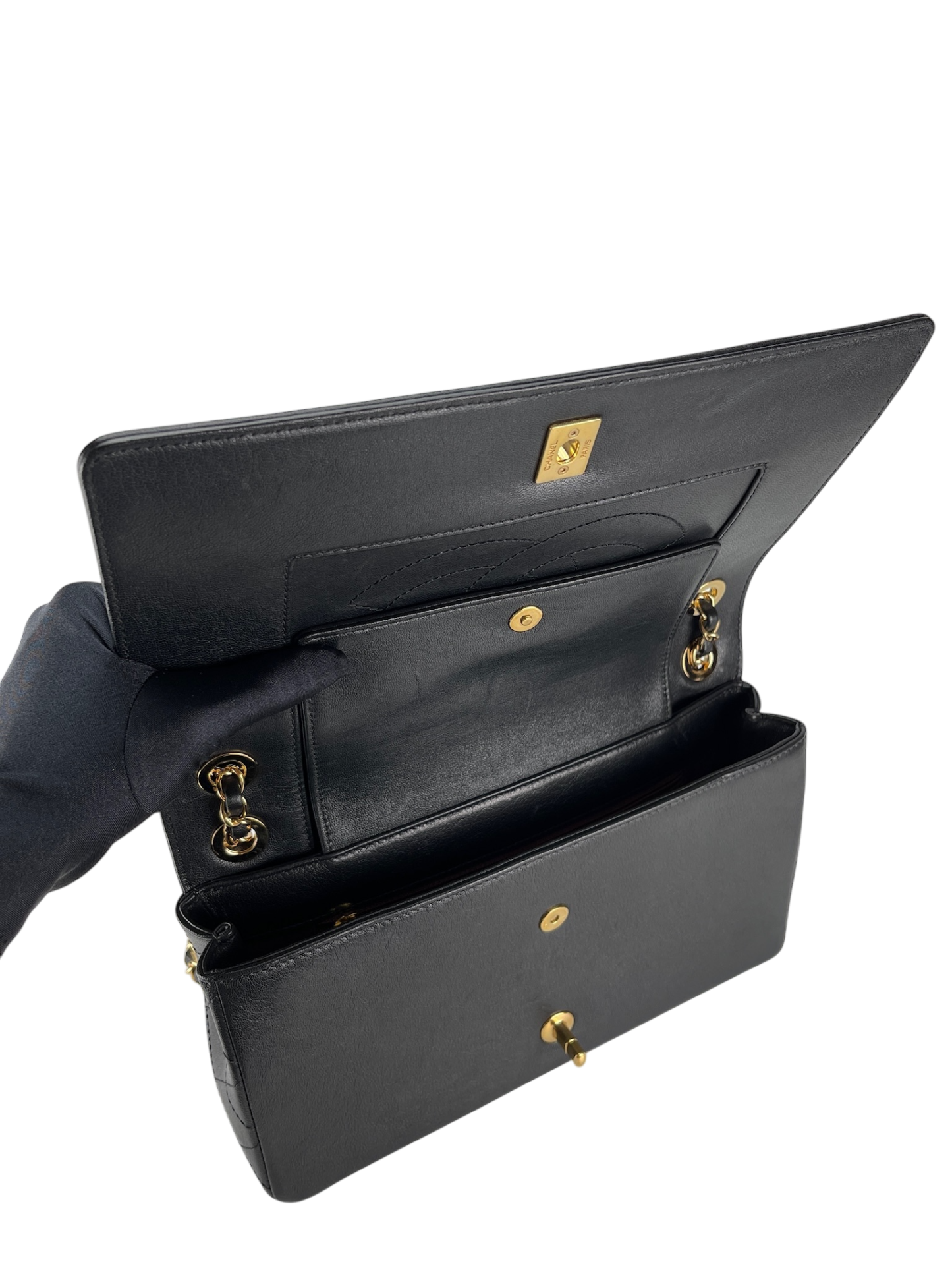 CHANEL - Black Calfskin Mademoiselle Flap Bag Calfskin Gold Hardware