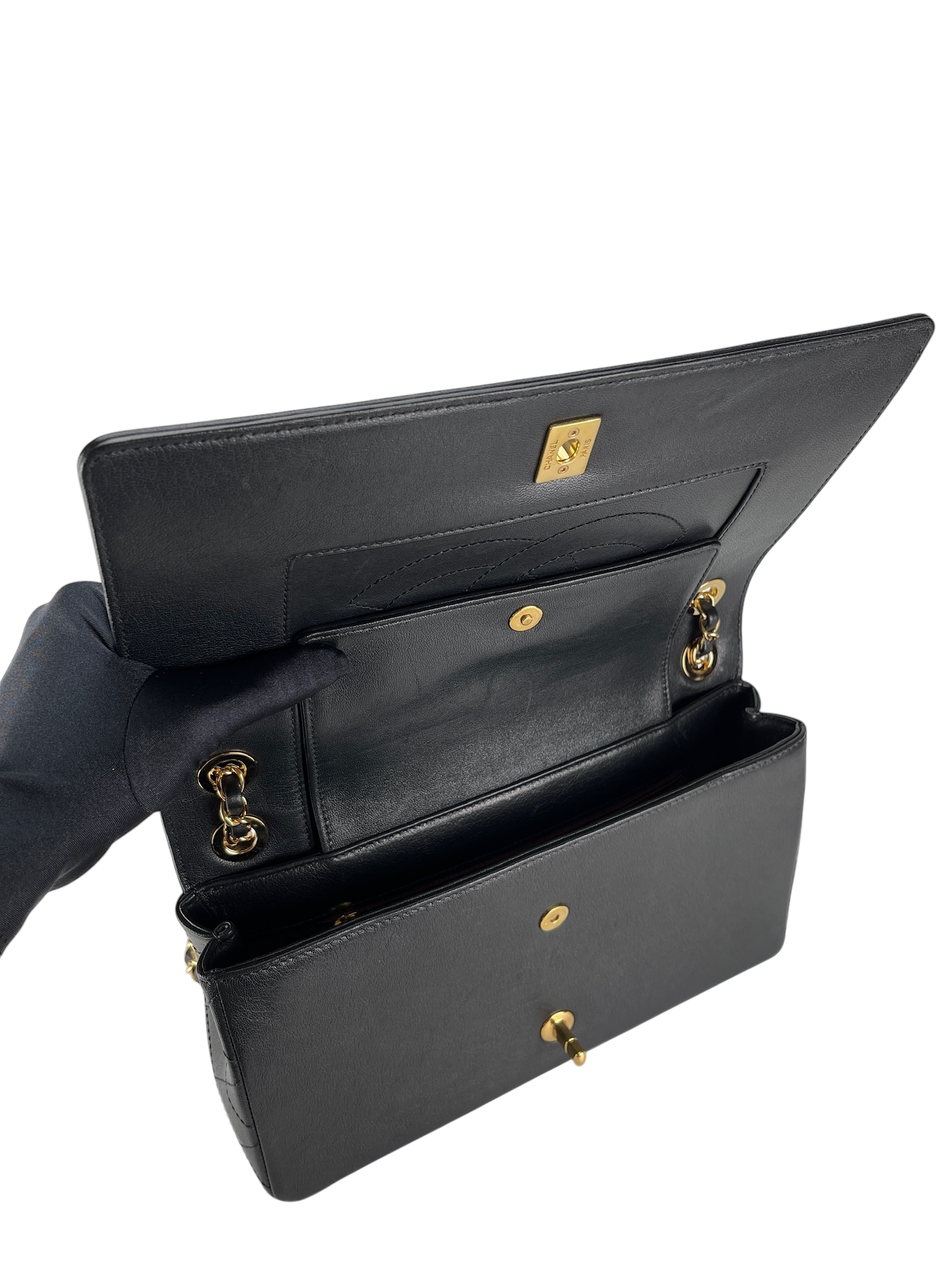 CHANEL - Black Calfskin Mademoiselle Flap Bag Calfskin Gold Hardware