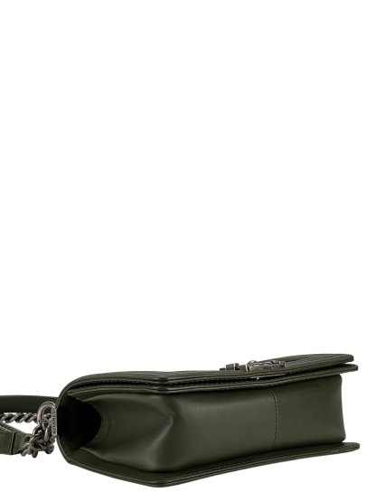 CHANEL -  Medium Boy Flap Bag Green Caviar Metal Black