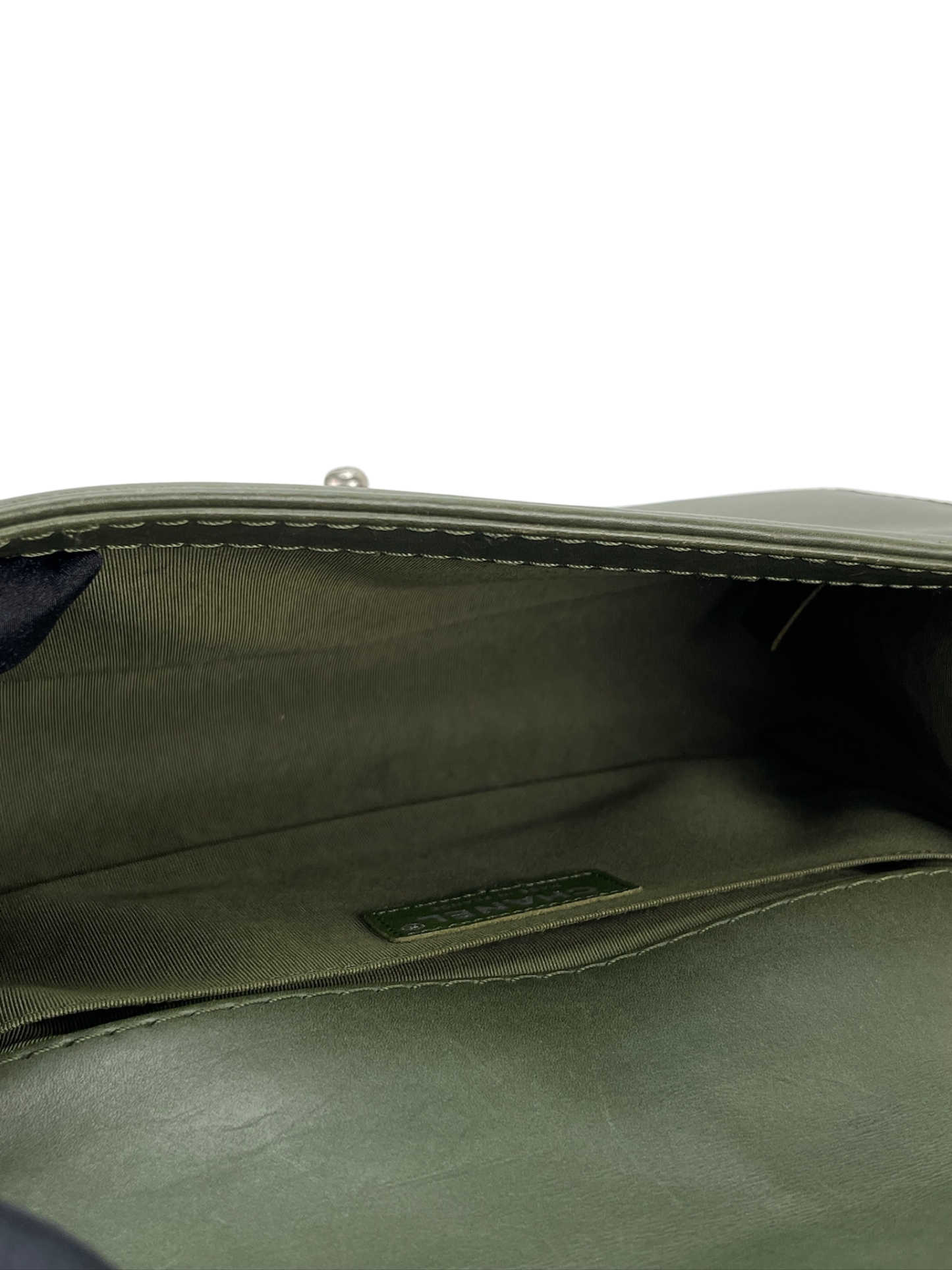 CHANEL -  Medium Boy Flap Bag Green Caviar Metal Black