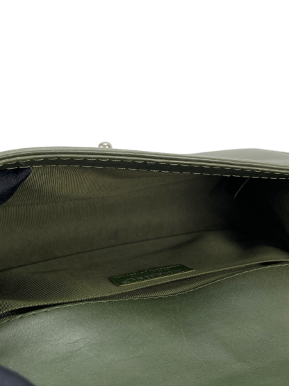 CHANEL -  Medium Boy Flap Bag Green Caviar Metal Black