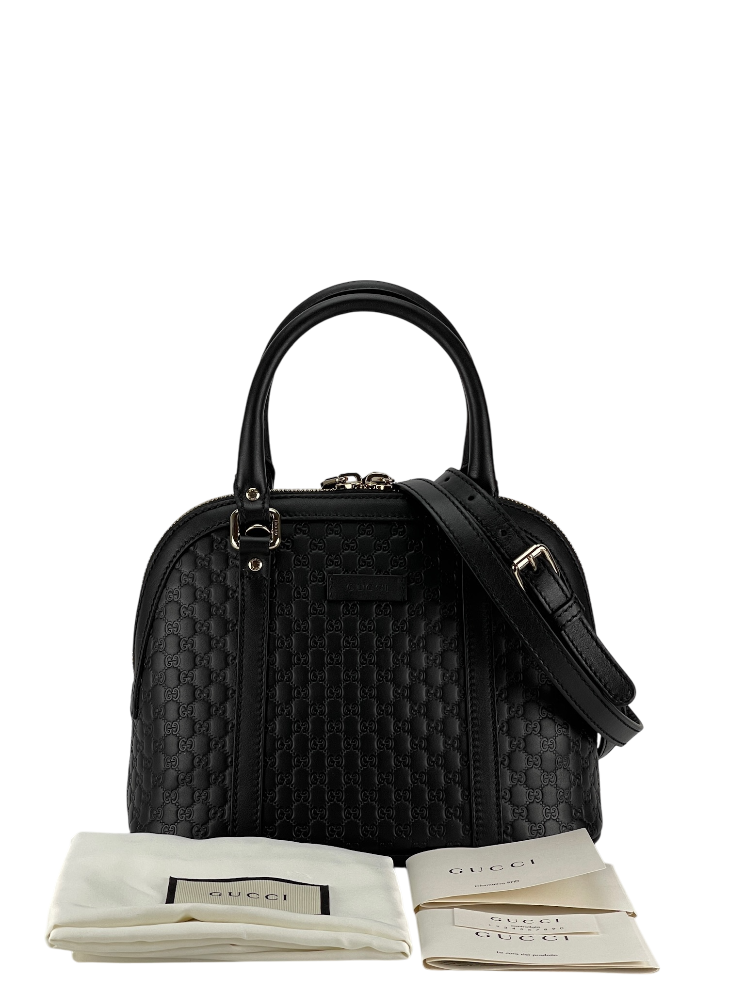 GUCCI -  Black Calfskin Microguccissima Leather Mini Dome Bag