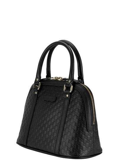 GUCCI -  Black Calfskin Microguccissima Leather Mini Dome Bag