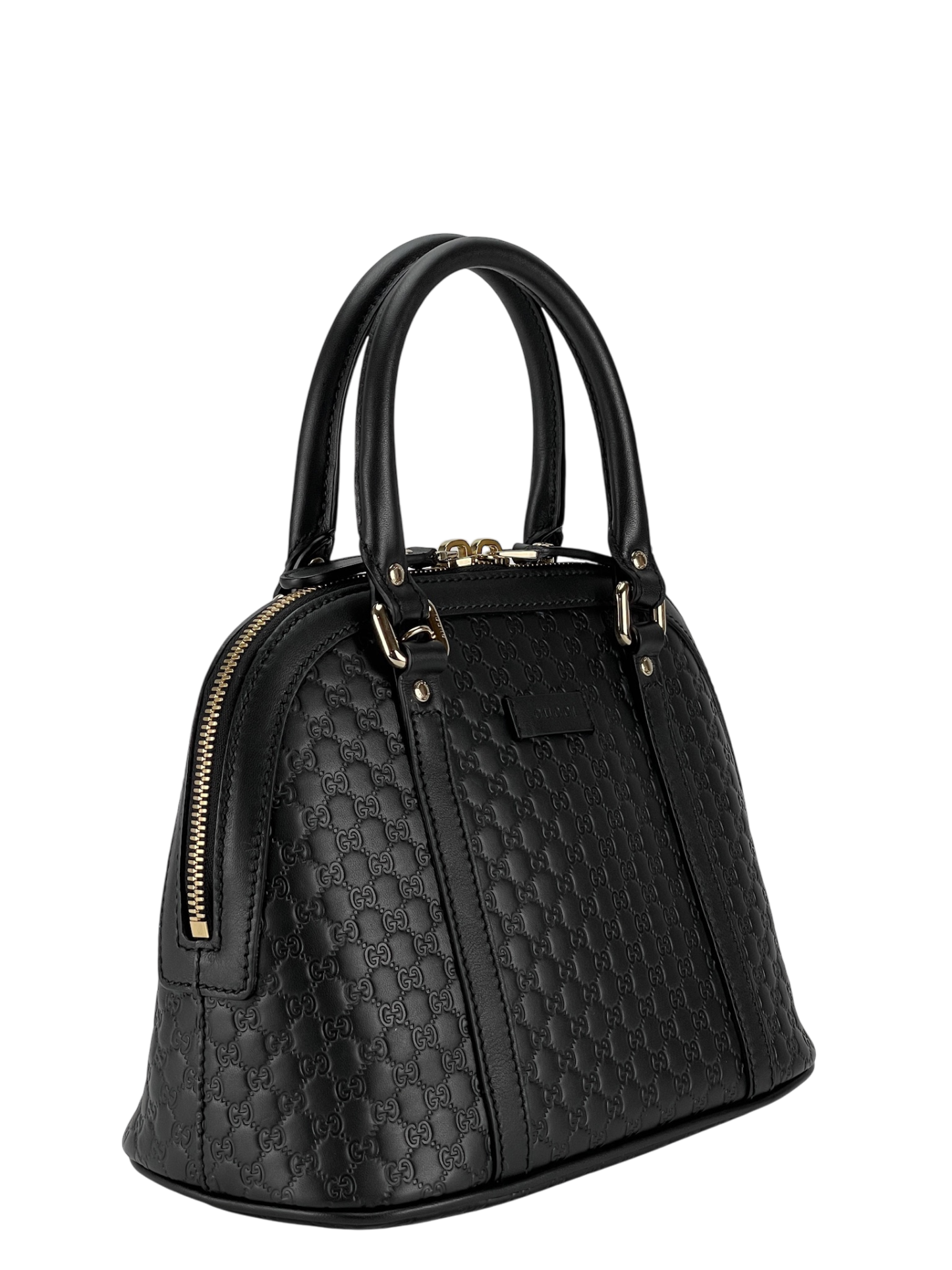 GUCCI -  Black Calfskin Microguccissima Leather Mini Dome Bag