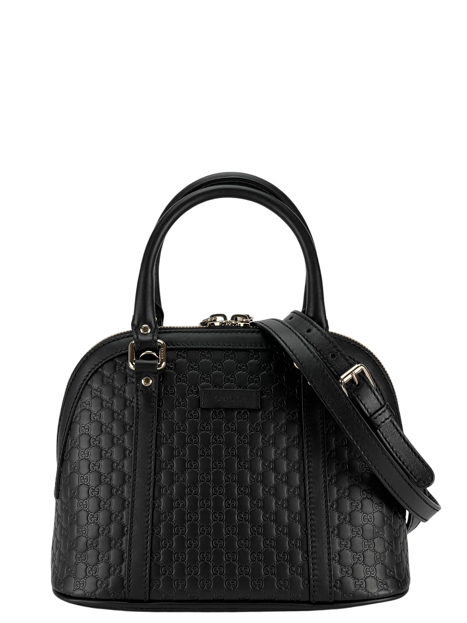 GUCCI -  Black Calfskin Microguccissima Leather Mini Dome Bag