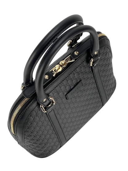 GUCCI -  Black Calfskin Microguccissima Leather Mini Dome Bag