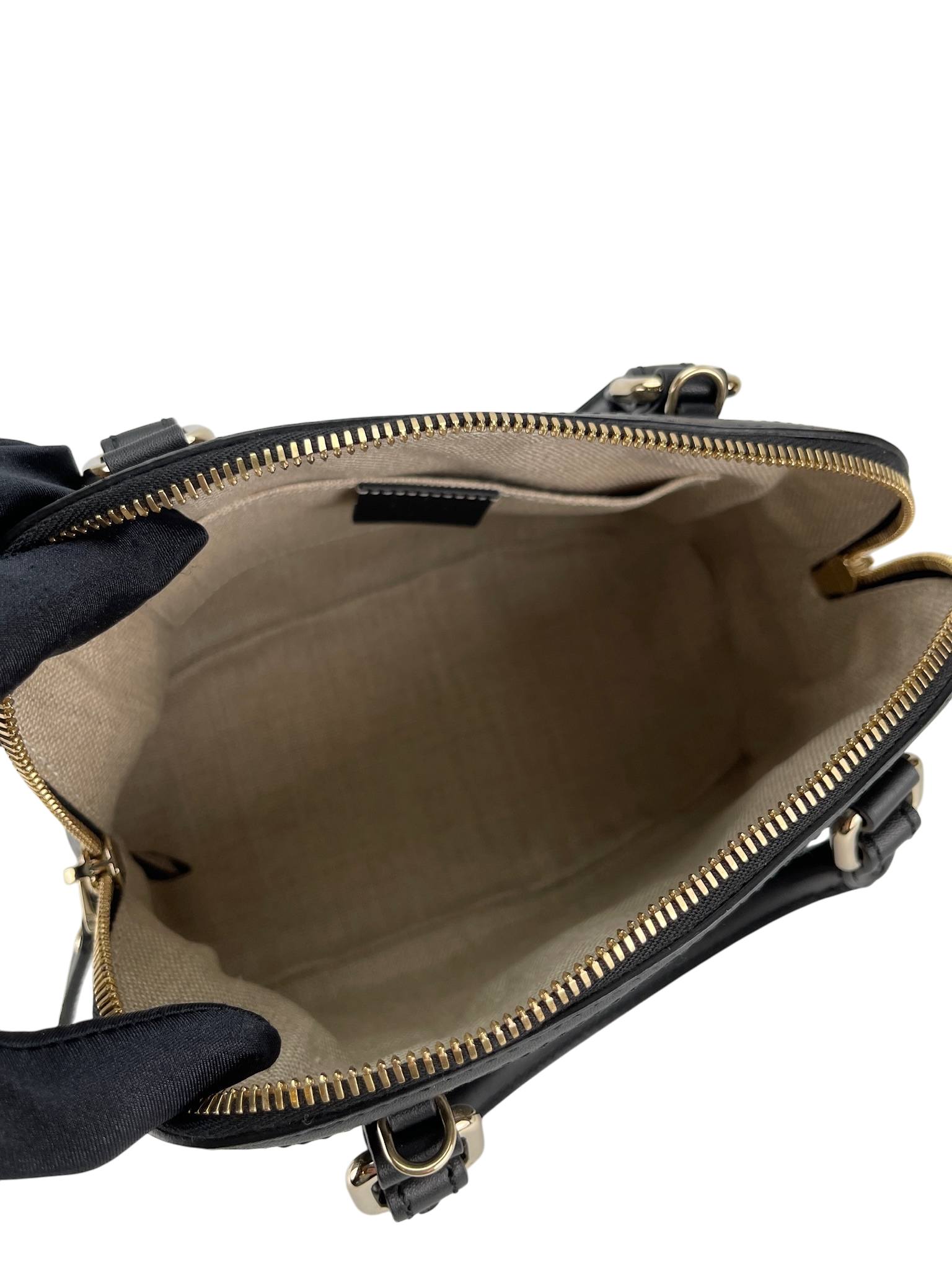 GUCCI -  Black Calfskin Microguccissima Leather Mini Dome Bag