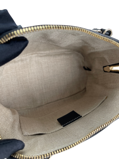 GUCCI -  Black Calfskin Microguccissima Leather Mini Dome Bag