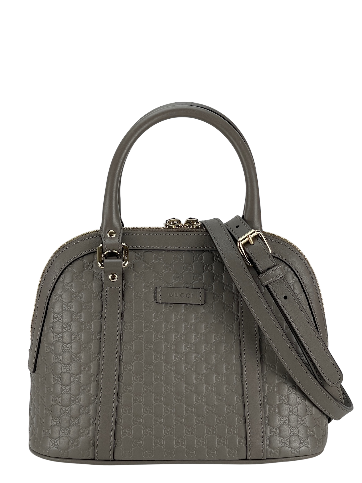GUCCI -  Grey Calfskin Microguccissima Leather Mini Dome Bag