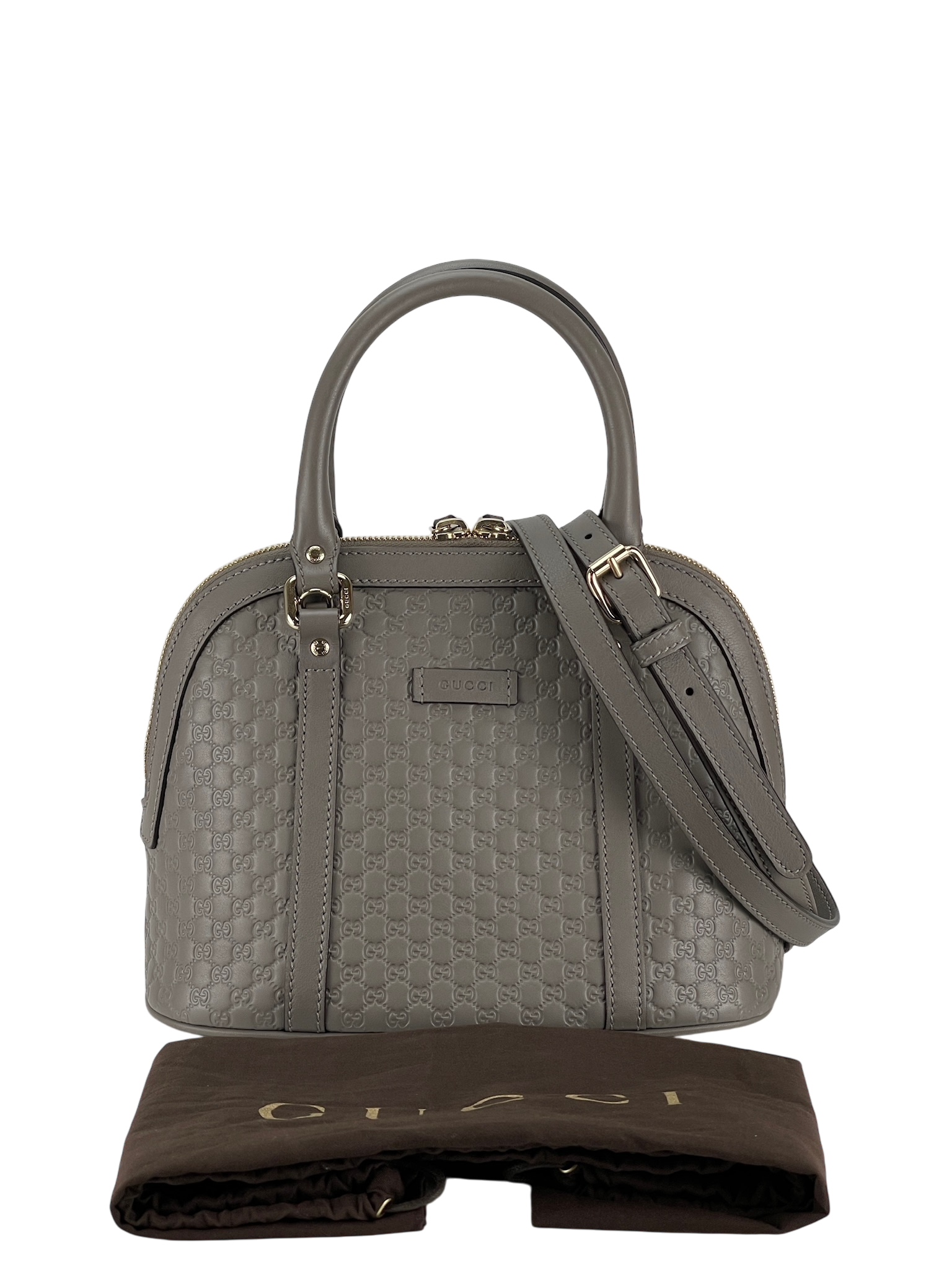 GUCCI -  Grey Calfskin Microguccissima Leather Mini Dome Bag