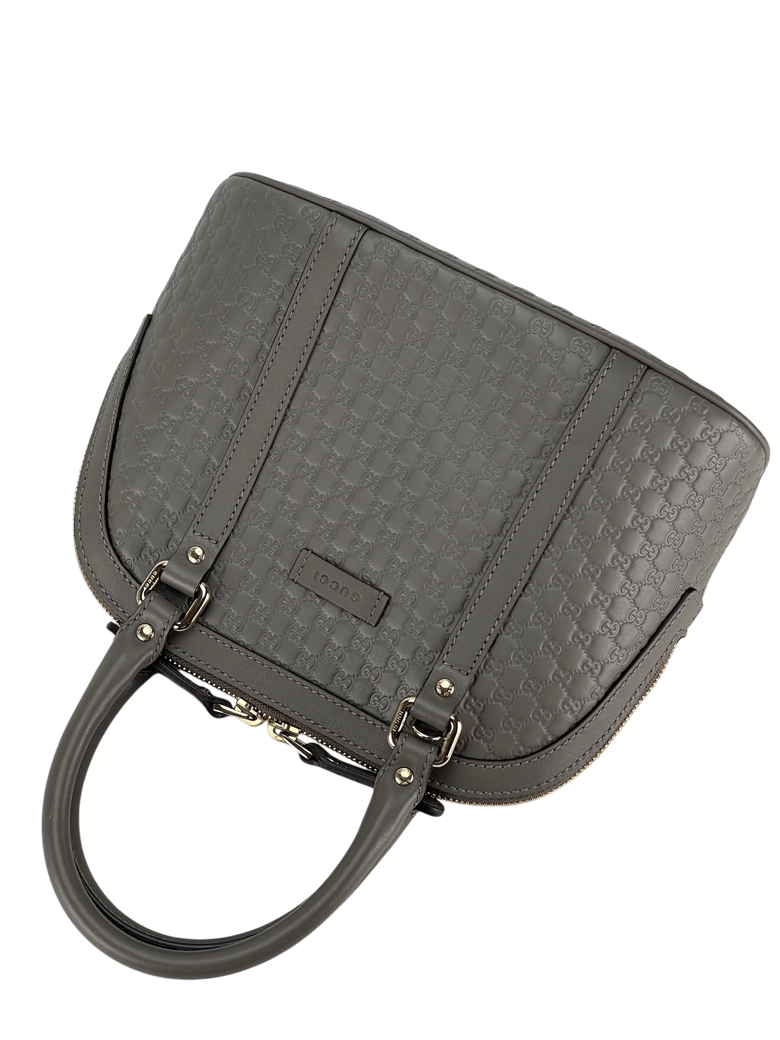 GUCCI -  Grey Calfskin Microguccissima Leather Mini Dome Bag