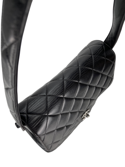 CHANEL -  Black Lambskin Chanel Double Face Matelasse Shoulder Bag 